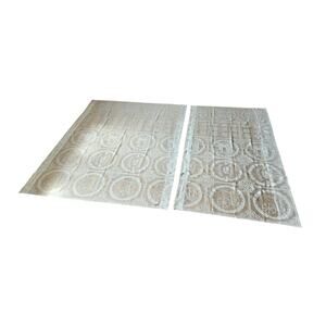 2 Elegant Beige Cottage Core Twee Lace Curtain Panels Romantic Coquette Country